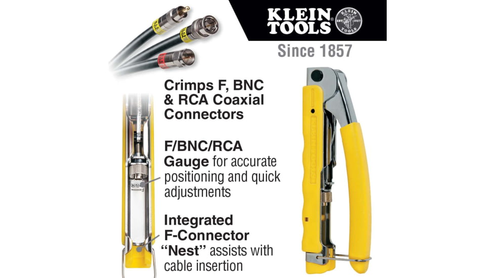 Klein Tools Compact Multi-Connector Compression Crimper, Yellow/Chrome, VDV211-048