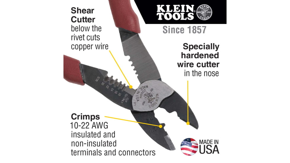Klein Tools Crimper w/Wire Stripper/Cutter Forged, 2005N