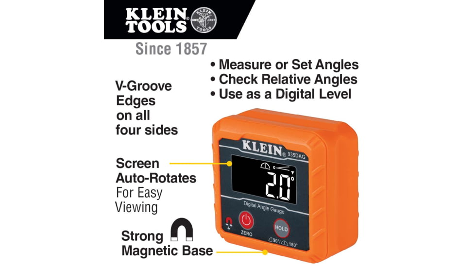 Klein Tools Digital Angle Gauge and Level, Orange, 935DAG