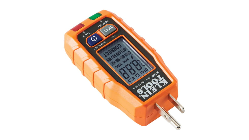 Klein Tools GFCI Receptacle Tester w/LCD, Orange/Black, RT250