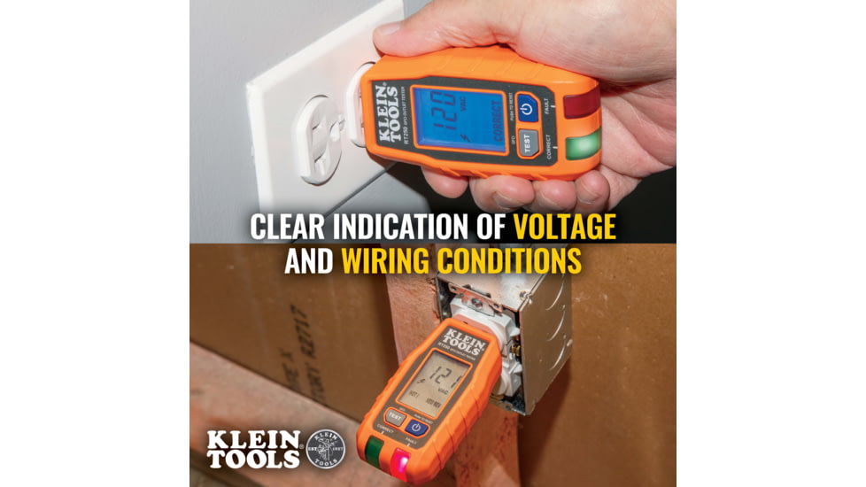 Klein Tools GFCI Receptacle Tester w/LCD, Orange/Black, RT250