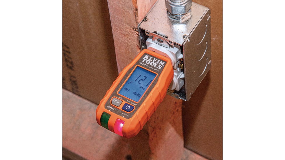 Klein Tools GFCI Receptacle Tester w/LCD, Orange/Black, RT250