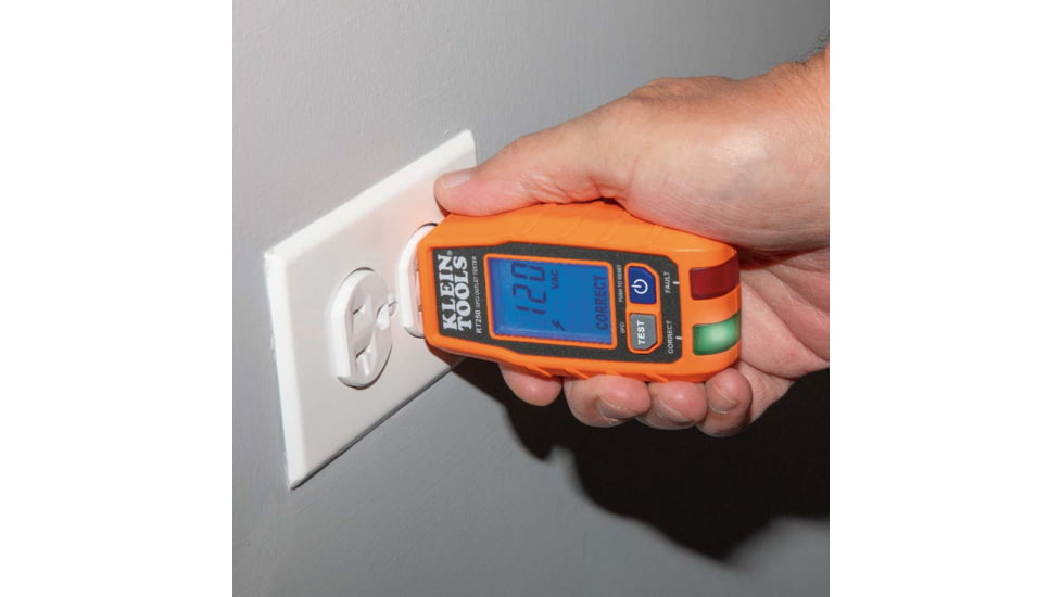 Klein Tools GFCI Receptacle Tester w/LCD, Orange/Black, RT250