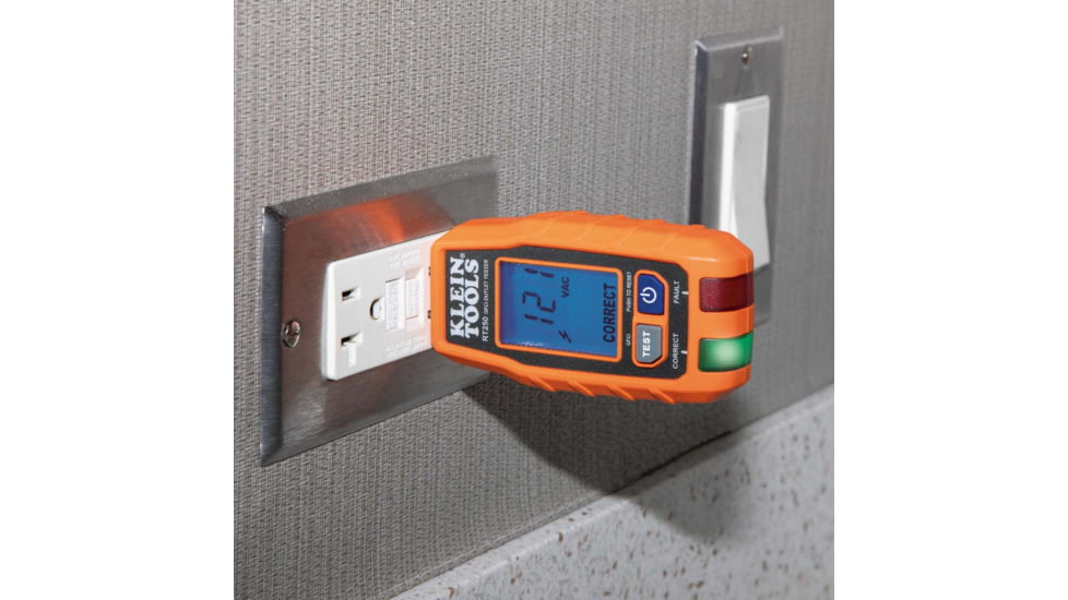 Klein Tools GFCI Receptacle Tester w/LCD, Orange/Black, RT250