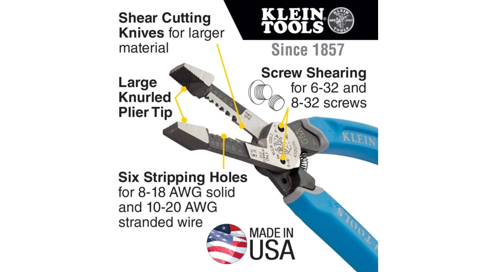 Klein Tools Heavy-Duty Shear Cut Wire Stripper 8-20AWG Klein-Kurve, K12035