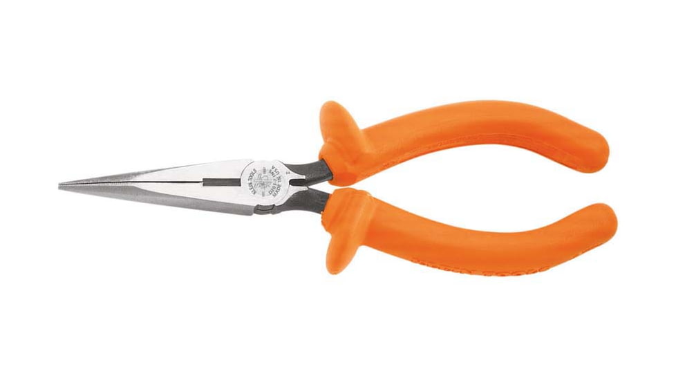 Klein Tools Long Nose Side-Cutters Pliers, Insulated, 7In, Orange, D203-7-INS