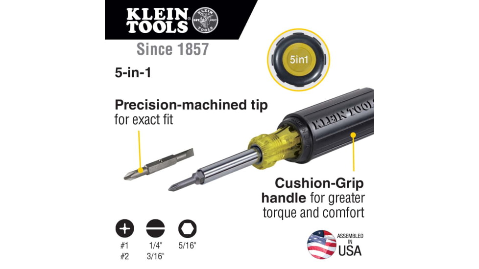 Klein Tools Screwdriver/Nut Driver 5-in-1, 32476