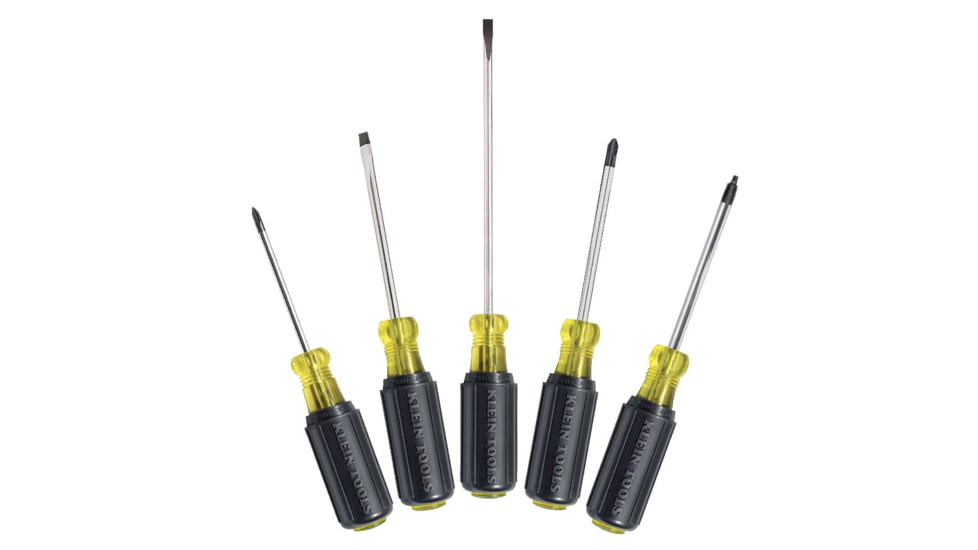Klein Tools Phillips and Square Screwdriver Set, Slotted, 5Piece, Black/Yellow, 85445