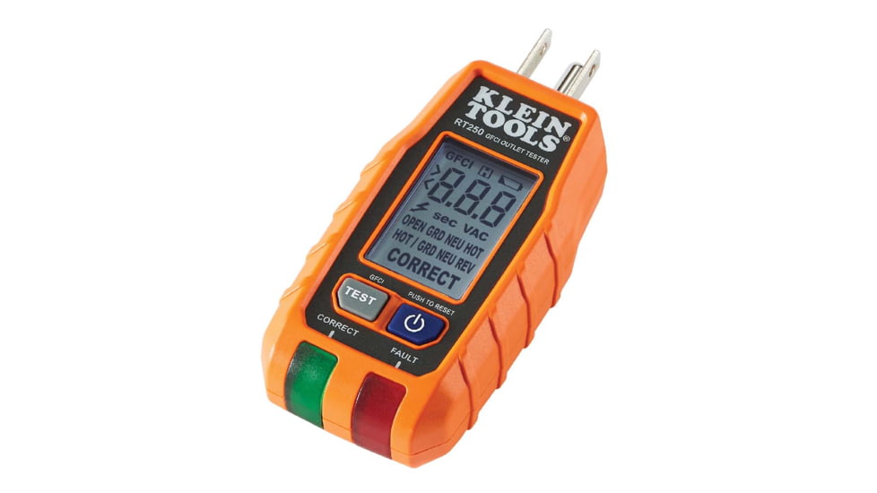 Klein Tools GFCI Receptacle Tester w/LCD, Orange/Black, RT250