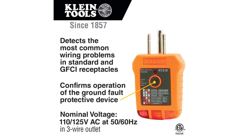 Klein Tools Receptacle Tester GFCI, RT210