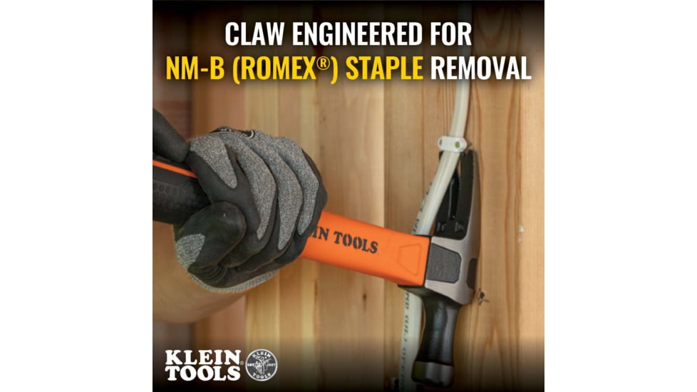 Klein Tools Straight-Claw Hammer, 18oz, 15In, Orange/Black, H80718