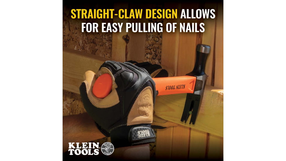 Klein Tools Straight-Claw Hammer, 18oz, 15In, Orange/Black, H80718