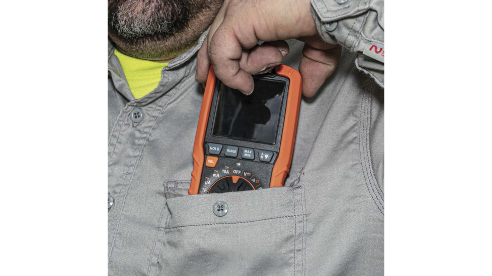 Klein Tools TRMS Auto-Ranging Slim Digital Multimeter, 600V, Temp, Orange/Black, MM450