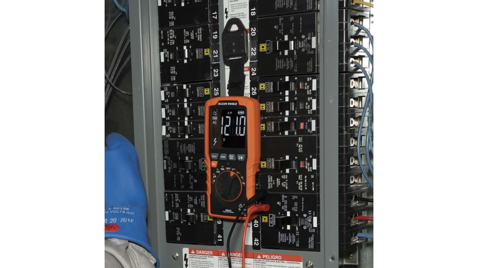 Klein Tools TRMS Auto-Ranging Slim Digital Multimeter, 600V, Temp, Orange/Black, MM450