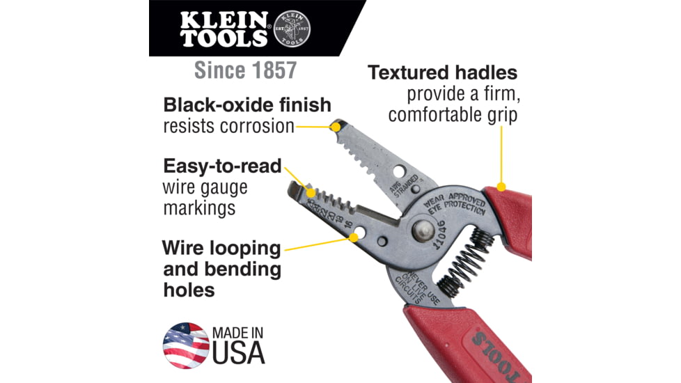 Klein Tools Wire Stripper /Cutter, 16-26 AWG Stranded, Red, 11046