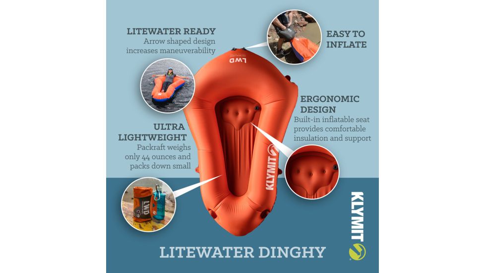 Klymit LiteWater Dinghy LWD Packraf, Orange, Regular, 14LDBL02C