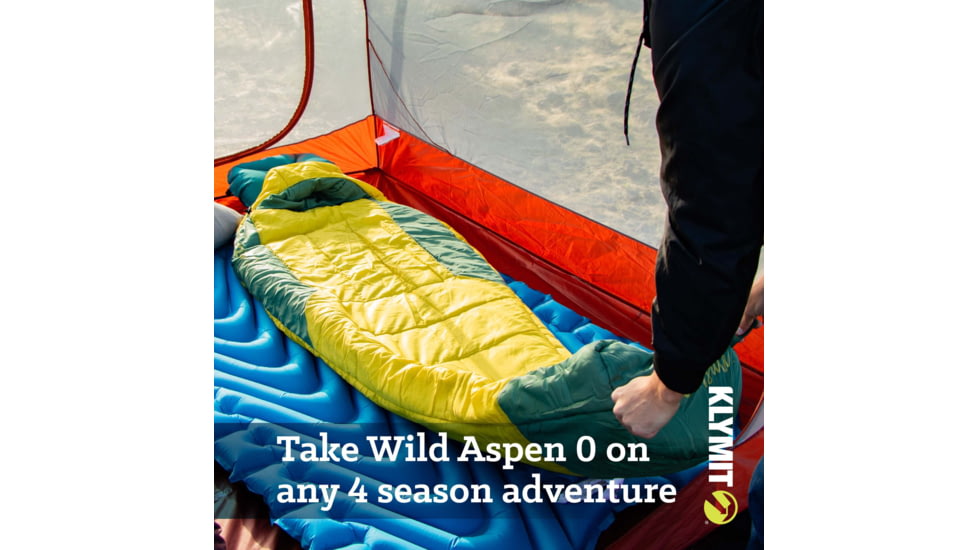 Klymit Wild Aspen Sleeping Bag, 0 Degrees, Yellow, Large, 13WAYL00D