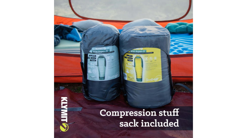 Klymit Wild Aspen Sleeping Bag, 0 Degrees, Yellow, Large, 13WAYL00D