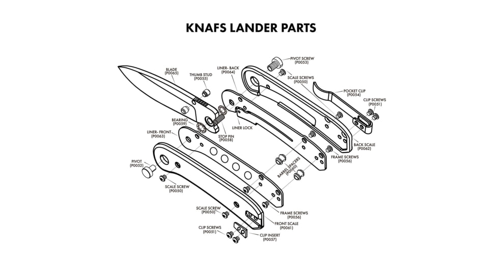 Knafs Lander 1 Pocket Knife Rebuild Kit, Silver, KNAFS-00131