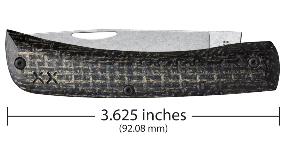Knife Case Sod Buster Jr Folding Knife, 2.8in, Tru-Sharp Stainless Steel, Skinner, Burlap Laminate Black Handle, 66382
