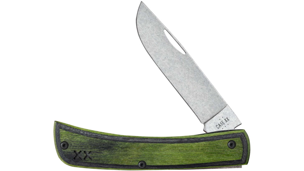 Knife Case Sod Buster Jr Folding Knife, 2.8in, Tru-Sharp Stainless Steel, Skinner, Dymalux Wood Green/Black Handle, 66383