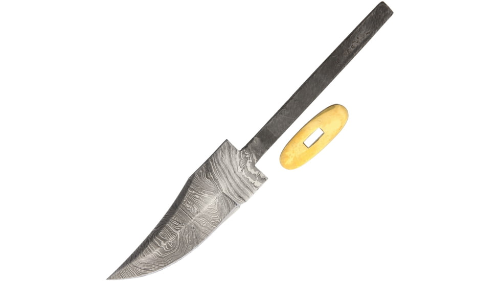 Knifemaking 4in Damascus Steel Clip Point Blade, Brass Guard, BL036