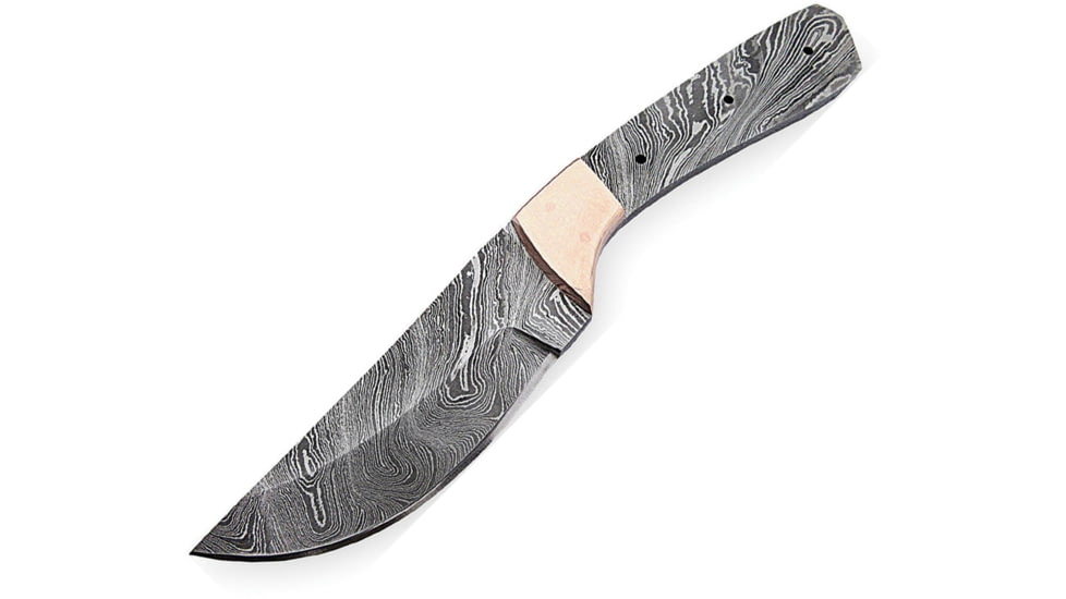 Knifemaking Clip Point Copper with Damascus Steel Handle, Knife Blade, 8.5in Overall, 4in Damascus Steel Clip Point Blade, Damascus Steel Handle, Copper Bolster, Full Tang, BL-DM2737