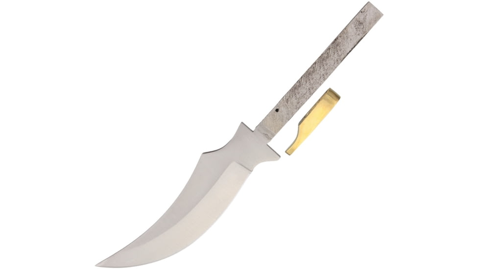 Knifemaking Clip Point Skinner Blade with Carbon Steel Construction Knife, Overall 10in, Blade 5.5in L Carbon Steel L Standard Edge, Removable Brass Guard, EG-618