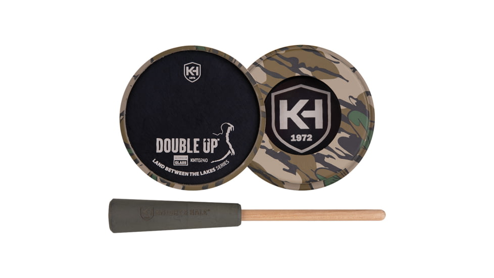 Knight &amp; Hale Double Up Aluminum/Glass Pot Game Call, Mossy Oak Greenleaf, KHT0240