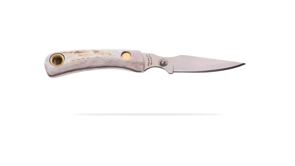 Knives of Alaska Alpha Wolf / Cub Bear Combo Fixed Blade Knives, 3in / 2.75in, CPM MagnaCut Stainless Steel, Drop Point /Caping Blade, Stag, Brown And White Sculpted Bone Handle, 00373FG