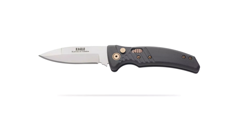 Knives of Alaska Eagle Auto Automatic Folding Knife, 2.9in, CPM MagnaCut Stainless Steel, Spear Point Blade, G10, Black Handle, 00957FG