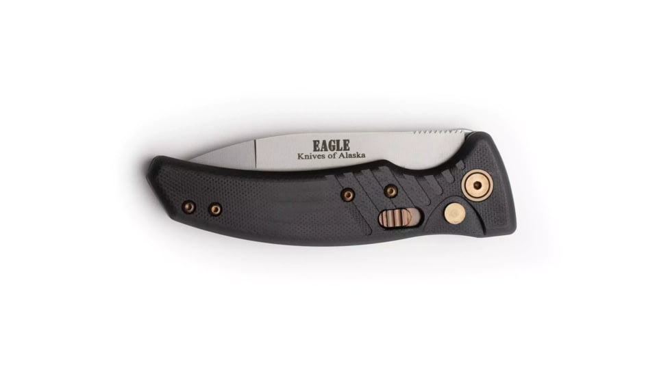 Knives of Alaska Eagle Auto Automatic Folding Knife, 2.9in, CPM MagnaCut Stainless Steel, Spear Point Blade, G10, Black Handle, 00957FG