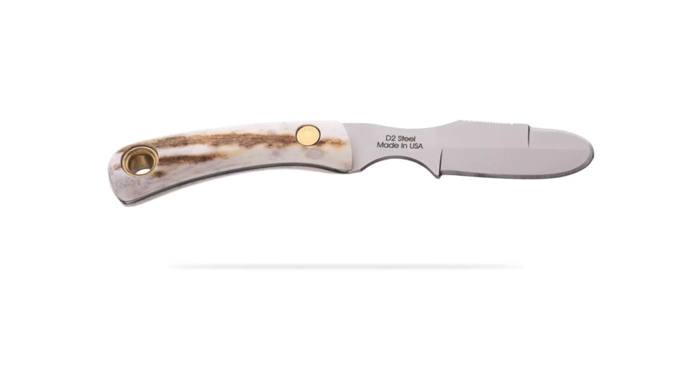 Knives of Alaska Muskrat / Cub Bear Combo Fixed Blade Knives, 2.25in / 2.75in, CPM-S30V Stainless Steel, Round Point/Caping Blade, Stag, Brown And White Sculpted Bone Handle, 00103FG