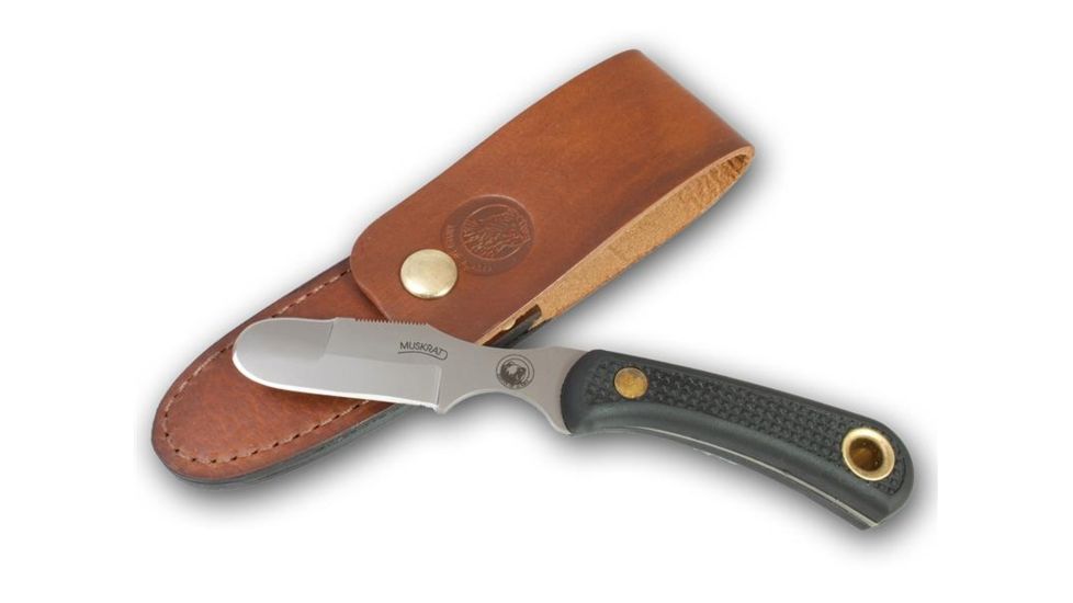 Knives of Alaska Muskrat D2 Fixed Blade Knife, Suregrip Handle, Black 00069FG