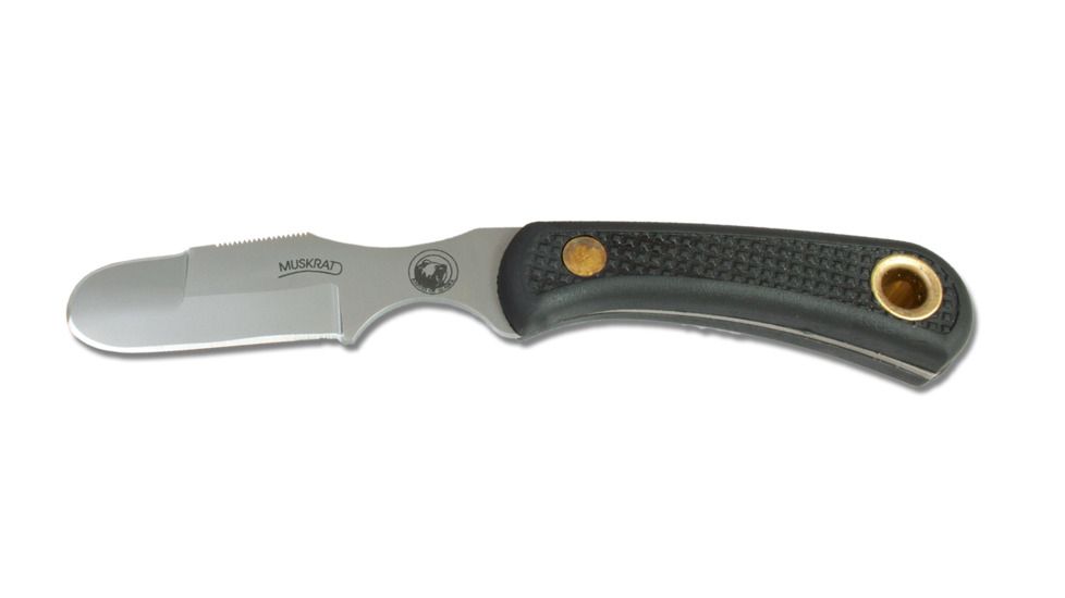 Knives of Alaska Muskrat D2 Fixed Blade Knife, Suregrip Handle, Black, 00069FG