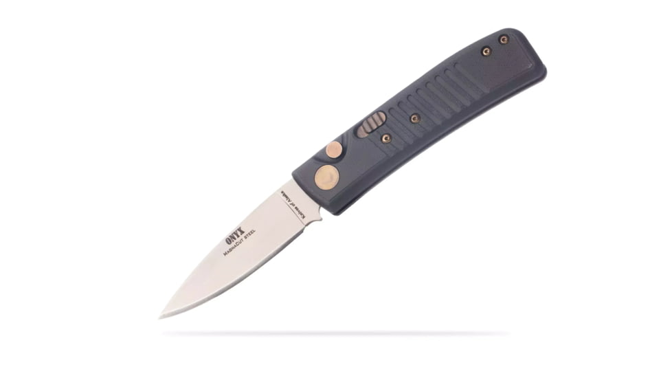 Knives of Alaska Onyx Auto Automatic Folding Knife, 2.6in, CPM MagnaCut Stainless Steel, Drop Point Blade, G10, Black Handle, 00954FG
