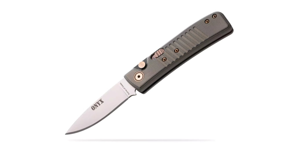 Knives of Alaska Onyx Auto Automatic Folding Knife, 2.6in, CPM MagnaCut Stainless Steel, Drop Point Blade, G10, Black/OD Handle, 00953FG