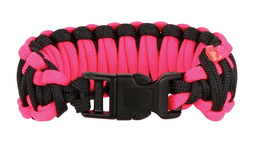 Knotty Boys Fat Boy Survival Bracelet, Black and Pink, 8in. Diameter KY119