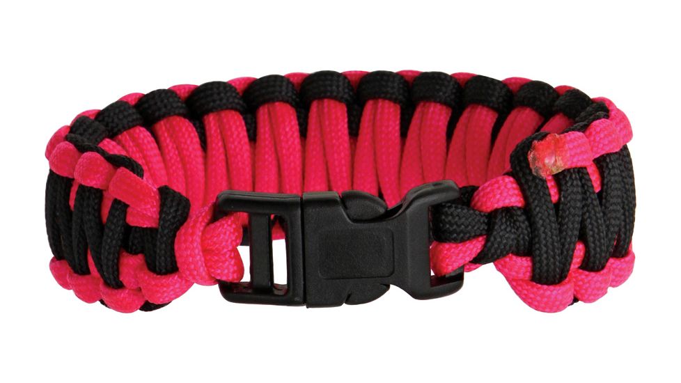 Knotty Boys Fat Boy Survival Bracelet, Black and Pink, 9in. Diameter KY109
