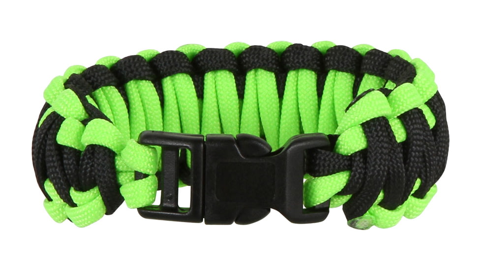 Knotty Boys Fat Boy Survival Bracelet, Black-Neon Green, 8in. Diameter KY113