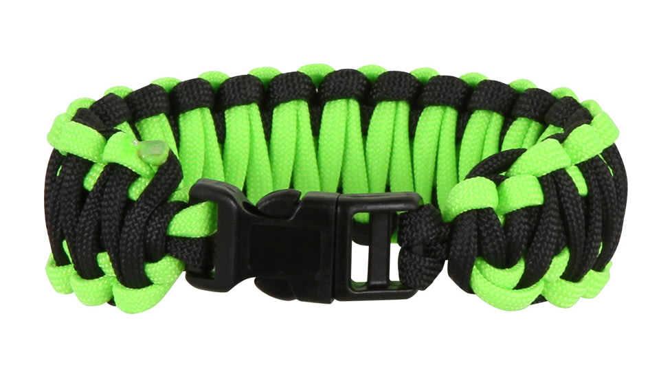 Knotty Boys Fat Boy Survival Bracelet, Black-Neon Green, 9in. Diameter KY103