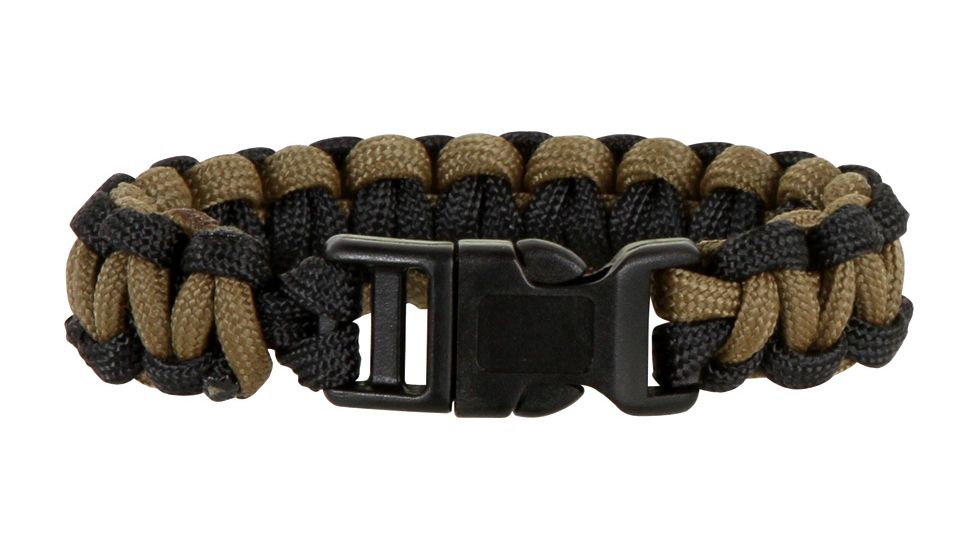 Knotty Boys Single Weave Survival Bracelet, Black and Coyote Brown, 8in. Diameter KY217