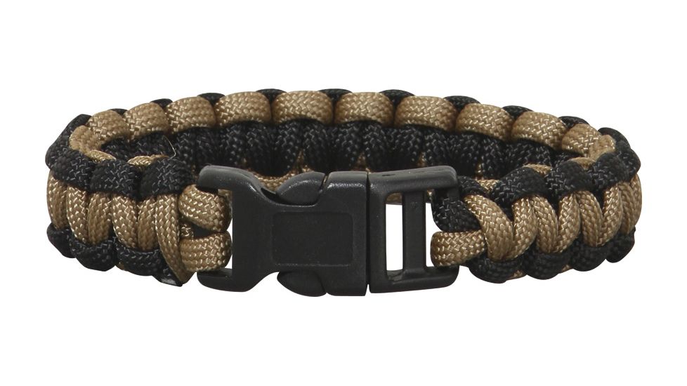 Knotty Boys Single Weave Survival Bracelet, Black and Coyote Brown, 9in. Diameter KY207