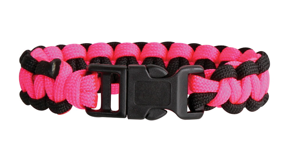 Knotty Boys Single Weave Survival Bracelet, Black and Hot Pink, 8in. Diameter KY212