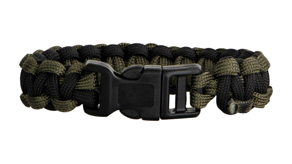 Knotty Boys Single Weave Survival Bracelet, Black-Olive Drab, 8in. Diameter KY211