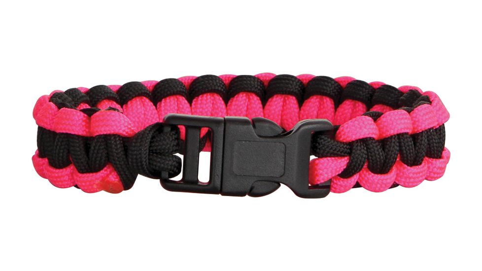 Knotty Boys Single Weave Survival Bracelet, Black-Pink, 9in. Diameter KY202