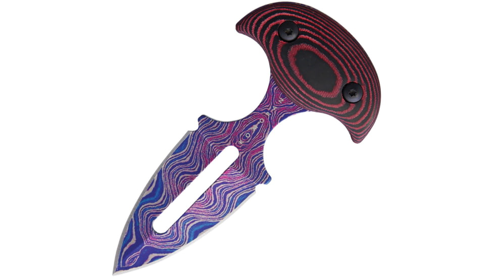 Komoran Push Dagger Knife, 2.5 double edge stainless blade, Black and pink pakkawood handle, TDH116-50P