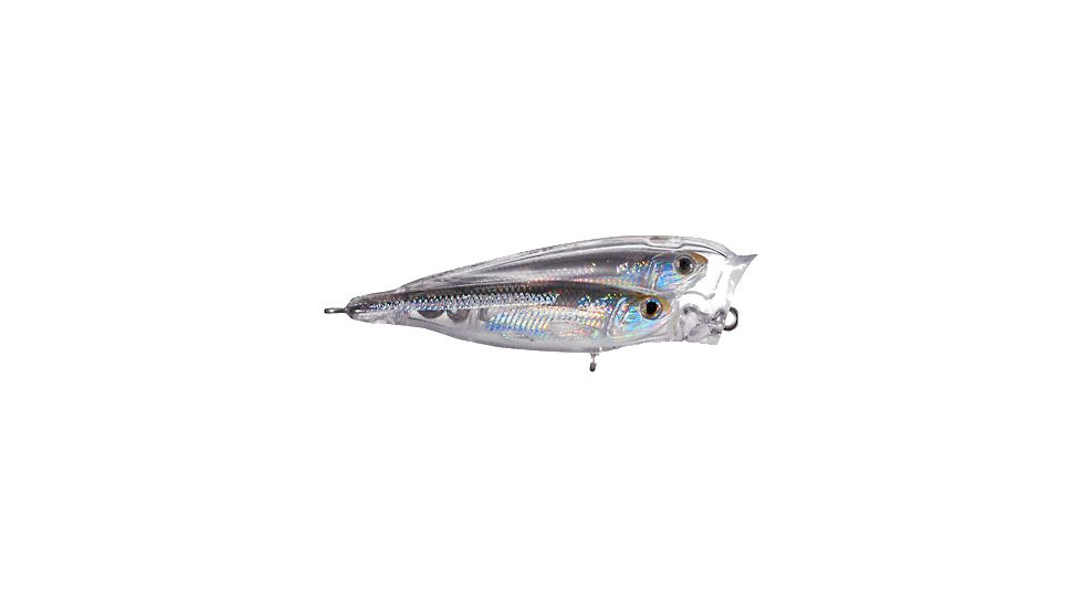 Koppers Live Target Glass Minnow Popper Lure 2-1/2" - Silver/Smoke 120888