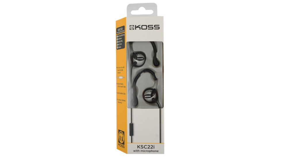 Koss KSC21 EarClip Stereo Headphone, Black/Silver, NSN 5965-32-015-8412 , 5965320158412, KSC22i