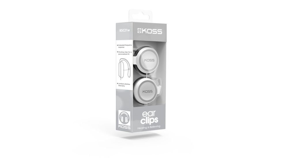 Koss KSC21 EarClip Stereo Headphone, White, NSN 5965-32-015-8412 , 5965320158412, KSC21w